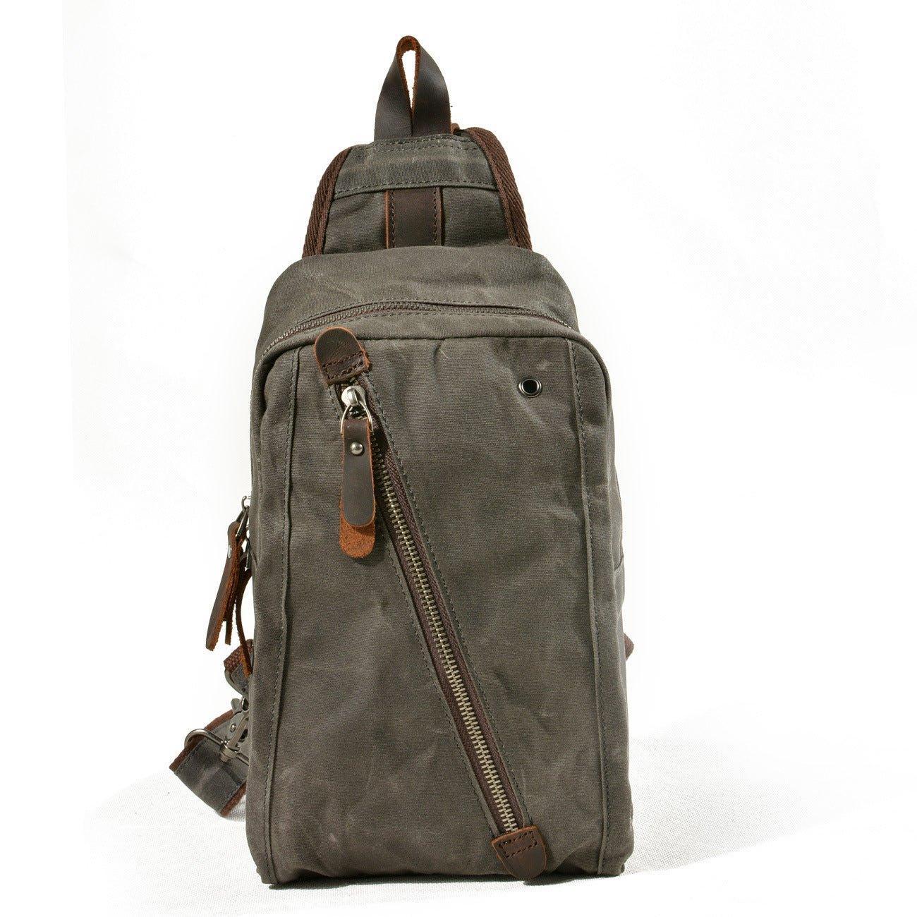 Woosir Sling Backpack Mens Waxed Canvas Crossbody Bag