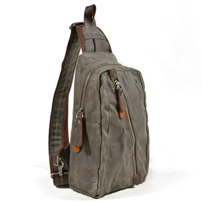 Woosir Sling Backpack Mens Waxed Canvas Crossbody Bag