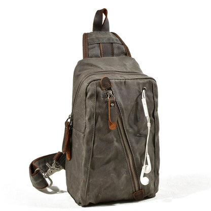 Woosir Sling Backpack Mens Waxed Canvas Crossbody Bag