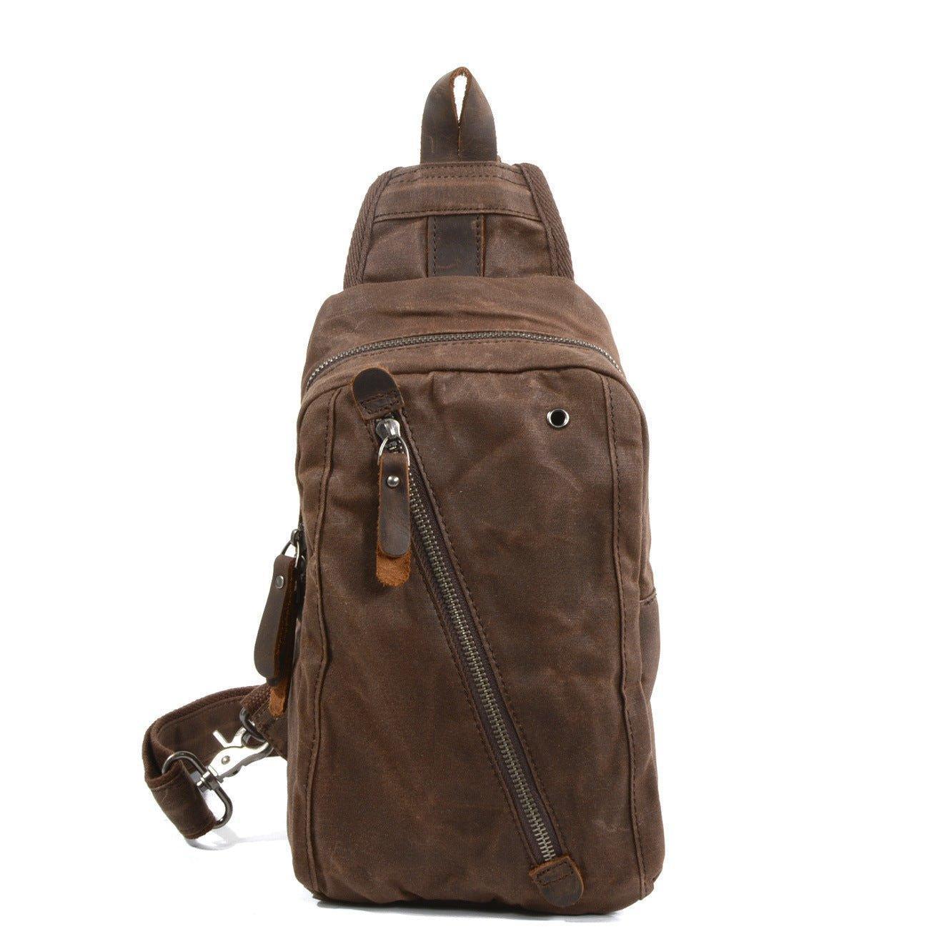 Woosir Sling Backpack Mens Waxed Canvas Crossbody Bag