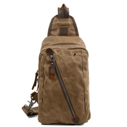 Woosir Sling Backpack Mens Waxed Canvas Crossbody Bag