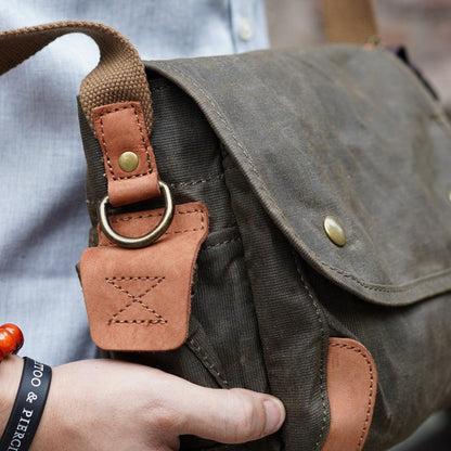 Small Messenger Bag Waxed Canvas Mens