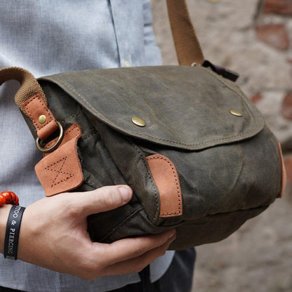 Small Messenger Bag Waxed Canvas Mens