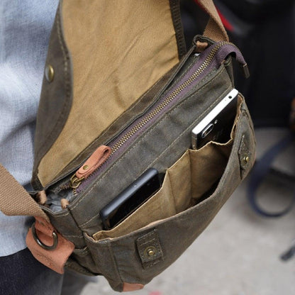 Small Messenger Bag Waxed Canvas Mens