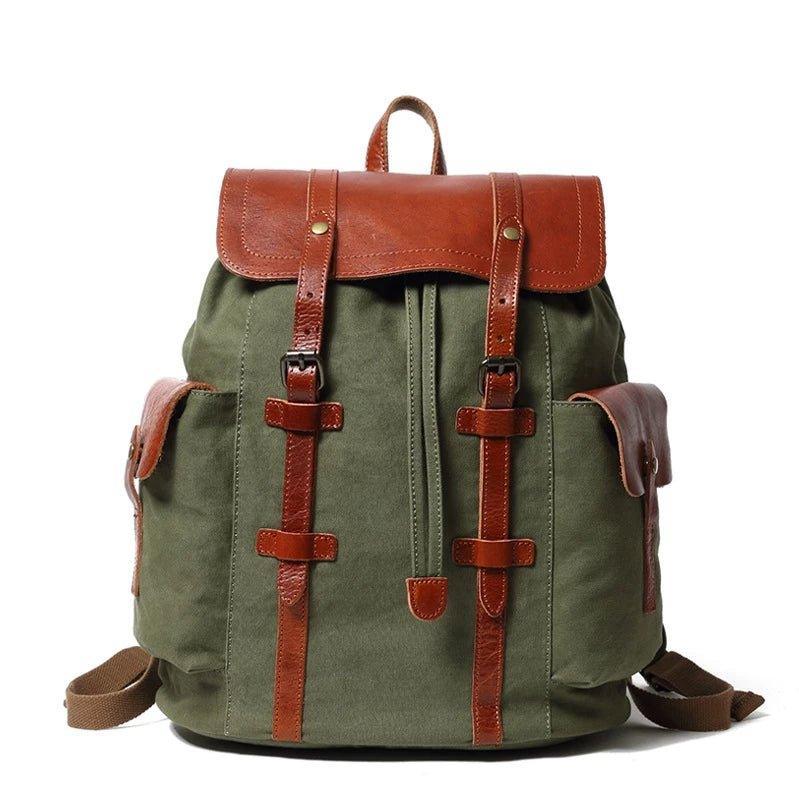 Vintage Backpack Leather Canvas