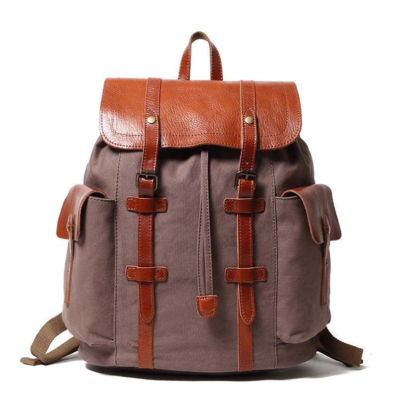 Vintage Backpack Leather Canvas