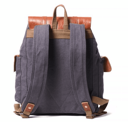 Vintage Backpack Leather Canvas