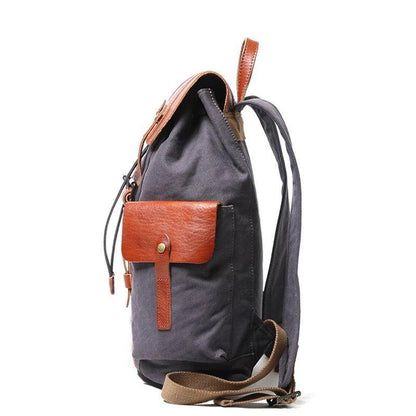 Vintage Backpack Leather Canvas