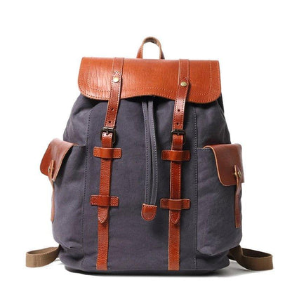 Vintage Backpack Leather Canvas