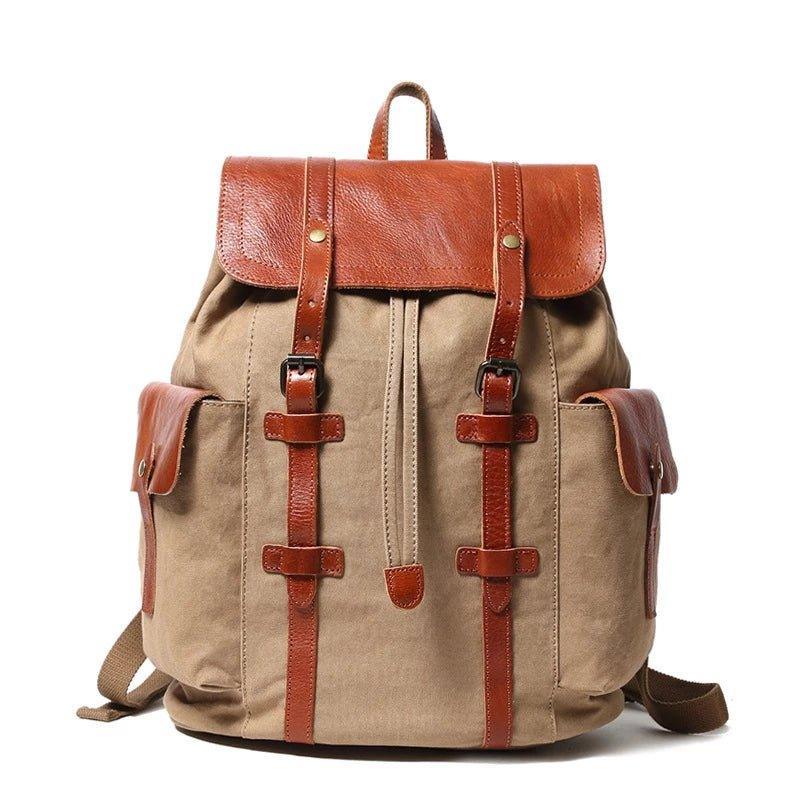 Vintage Backpack Leather Canvas