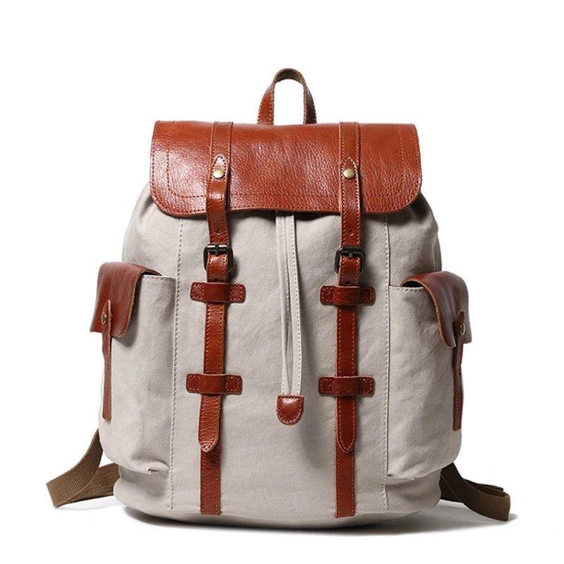 Vintage Backpack Leather Canvas