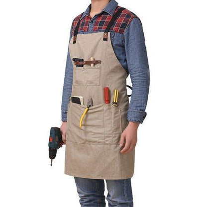 Woosir Vintage Canvas Apron With Leather