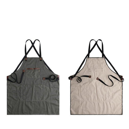 Woosir Vintage Canvas Apron With Leather