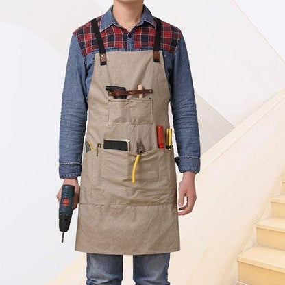 Woosir Vintage Canvas Apron With Leather