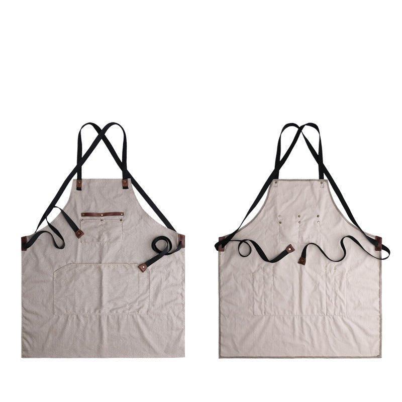 Woosir Vintage Canvas Apron With Leather