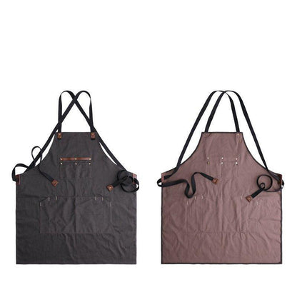 Woosir Vintage Canvas Apron With Leather