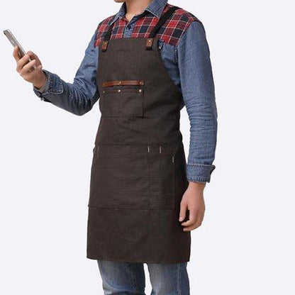 Woosir Vintage Canvas Apron With Leather