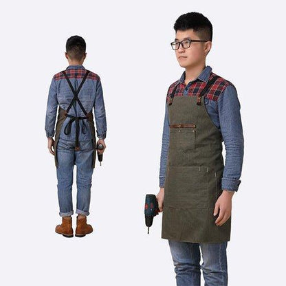 Woosir Vintage Canvas Apron With Leather