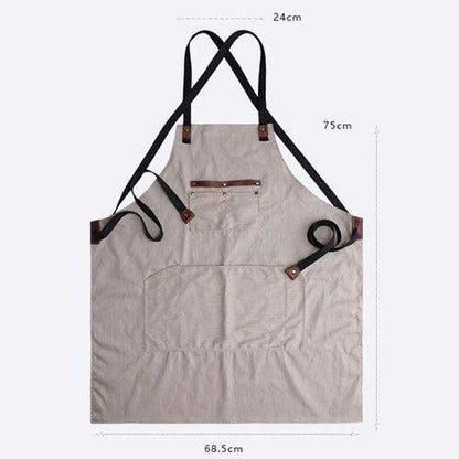 Woosir Vintage Canvas Apron With Leather