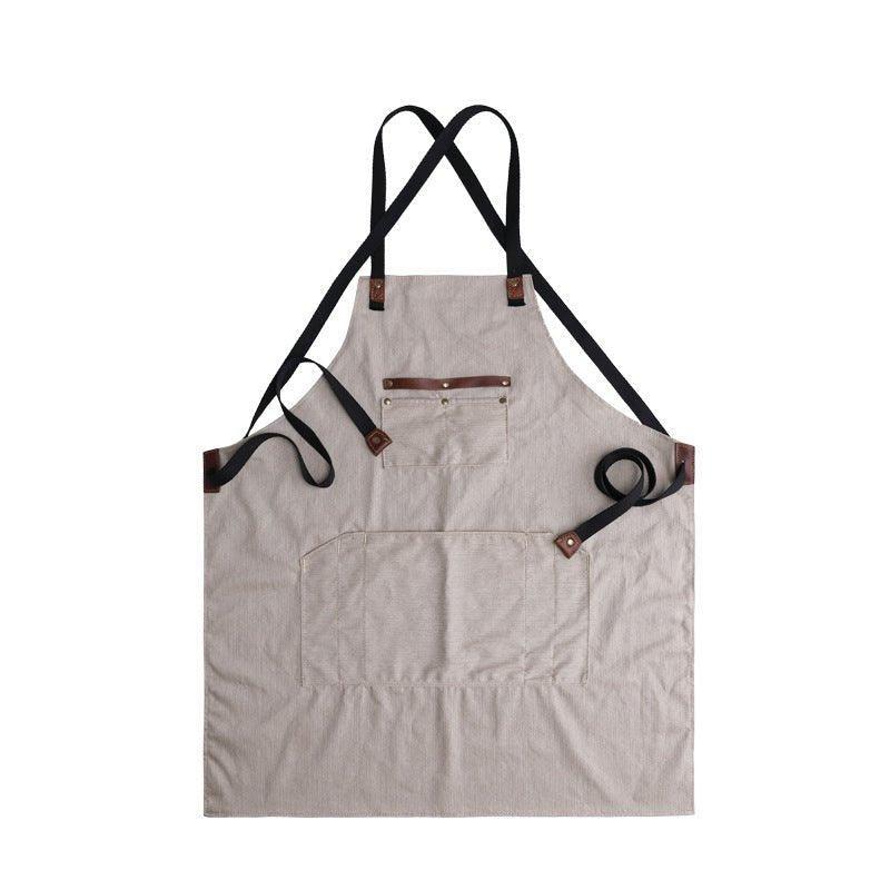 Woosir Vintage Canvas Apron With Leather