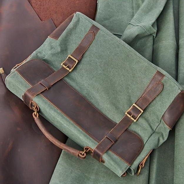 Vintage Canvas Genuine Leather Messenger Bag