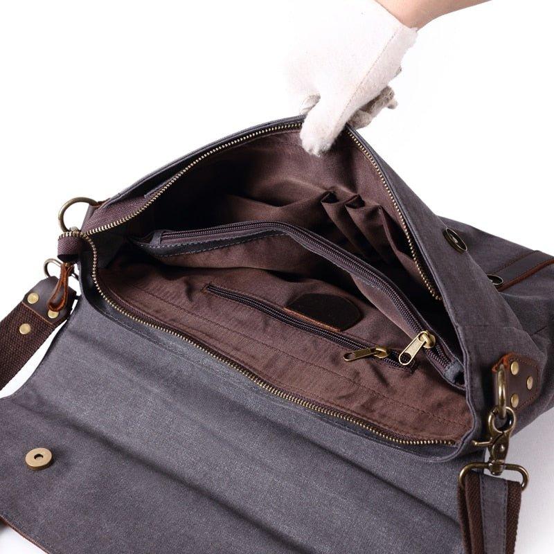 Vintage Canvas Genuine Leather Messenger Bag