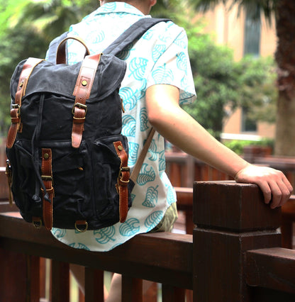 Vintage Wax Canvas Rucksack Backpack