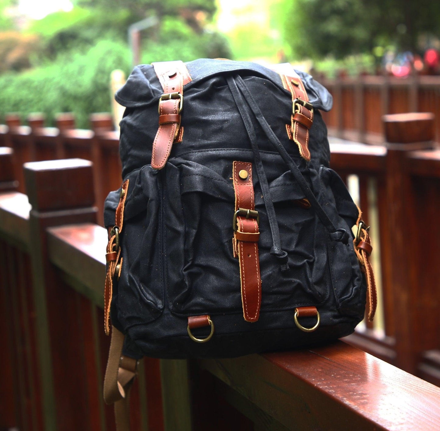 Vintage Wax Canvas Rucksack Backpack