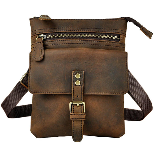 Woosir Vintage Genuine Leather 8 Inch Messenger Bag