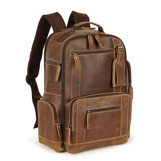 Woosir Vintage Genuine Leather College Backpack