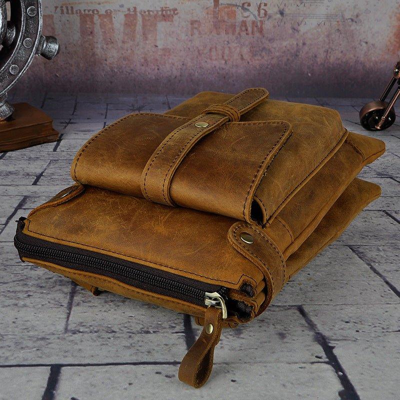 Woosir Vintage Genuine Leather 8 Inch Messenger Bag for Men