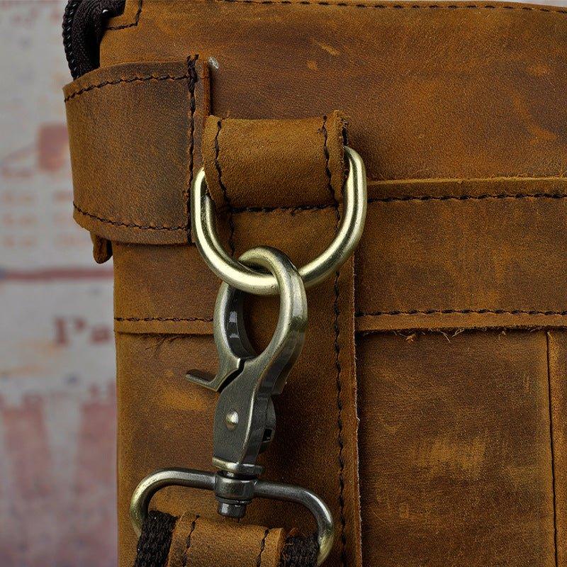 Woosir Vintage Genuine Leather 8 Inch Messenger Bag for Men