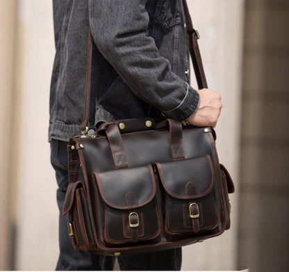 Woosir Vintage Handbag Mens Leather Briefcase