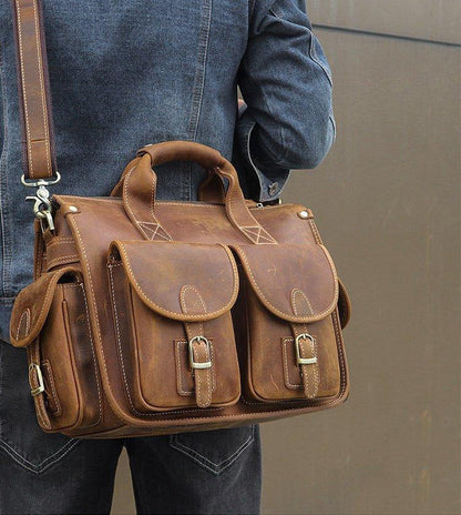 Woosir Vintage Handbag Mens Leather Briefcase