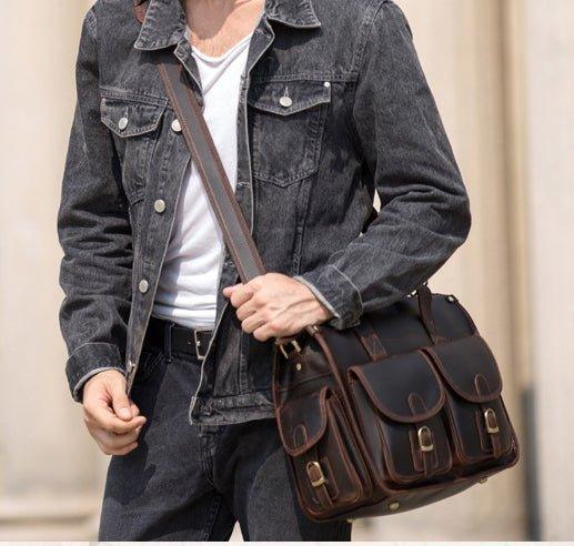 Woosir Vintage Handbag Mens Leather Briefcase