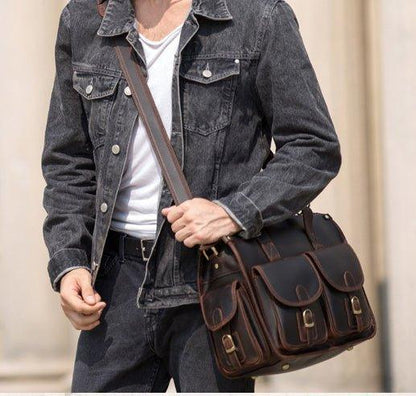 Woosir Vintage Handbag Mens Leather Briefcase