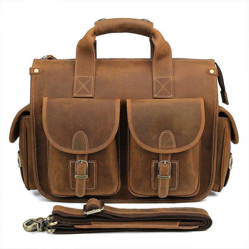 Woosir Vintage Handbag Mens Leather Briefcase