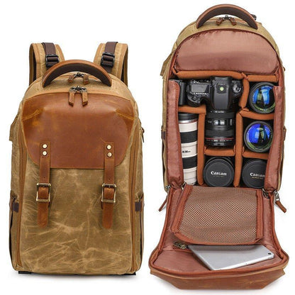 Woosir Vintage Hiking Camera Backpack with Laptop Sleeve