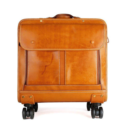 Woosir Vintage Leather 20 Inch Luggage On Wheels