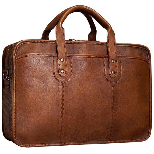 Woosir Vintage Leather Briefcase Fit 16" 17" Laptop