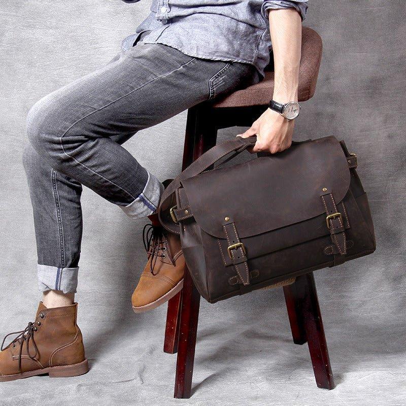 Woosir Vintage Leather Briefcase Laptop Bag