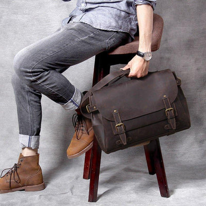 Woosir Vintage Leather Briefcase Laptop Bag