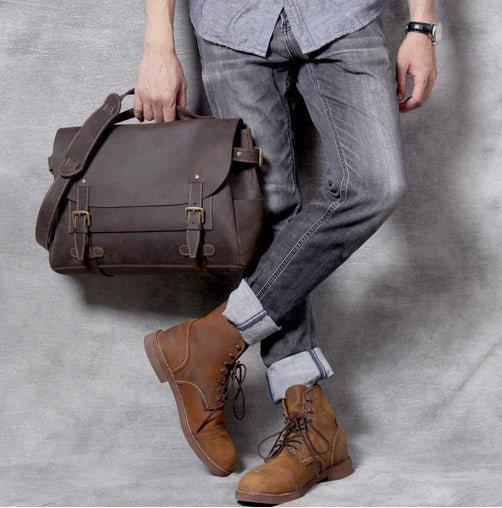 Woosir Vintage Leather Briefcase Laptop Bag