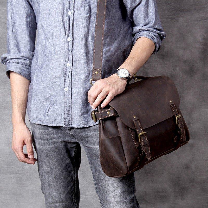 Woosir Vintage Leather Briefcase Laptop Bag