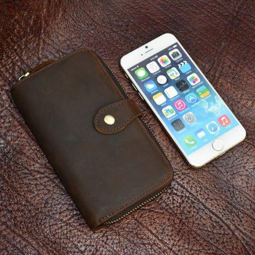 Woosir Vintage Leather Long Wallets for Men