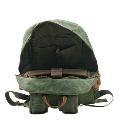 Vintage Leather Waxed Canvas Backpack