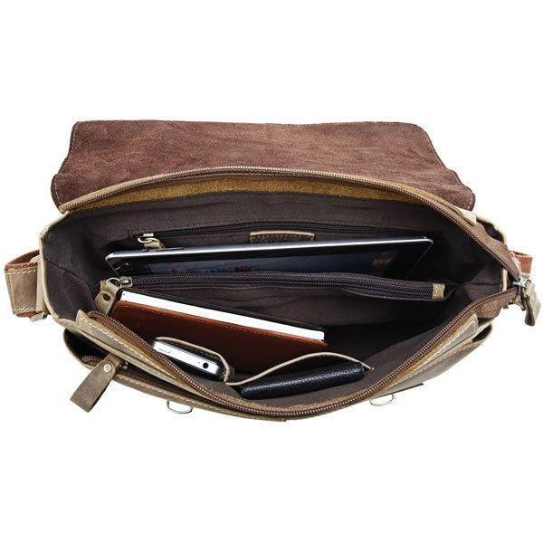 Mens Vintage Leather Crossbody Messenger Bag