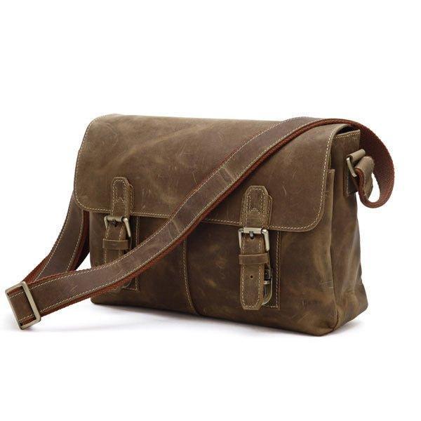 Mens Vintage Leather Crossbody Messenger Bag