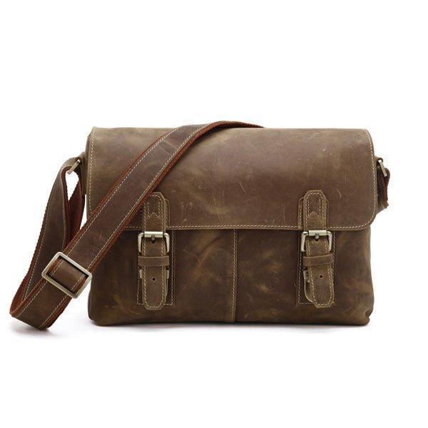 Mens Vintage Leather Crossbody Messenger Bag