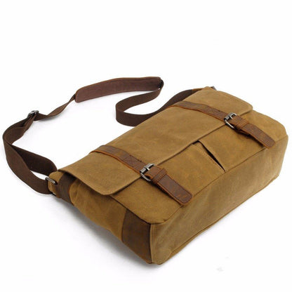 Woosir Vintage Canvas Leather Trim Camera Messenger Bag